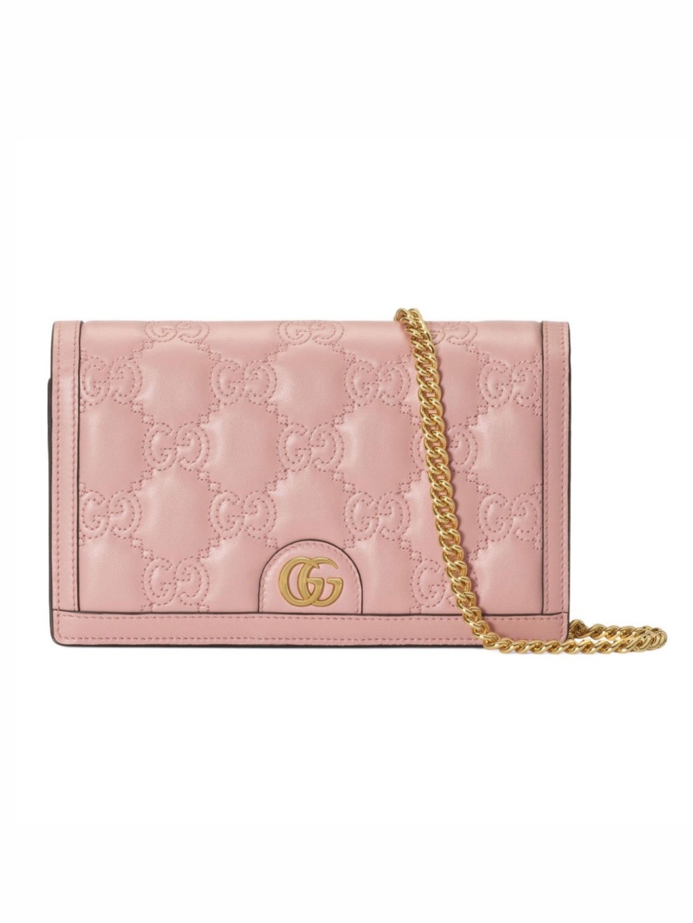 Gucci GG Matelasse Chain Wallet - Pink